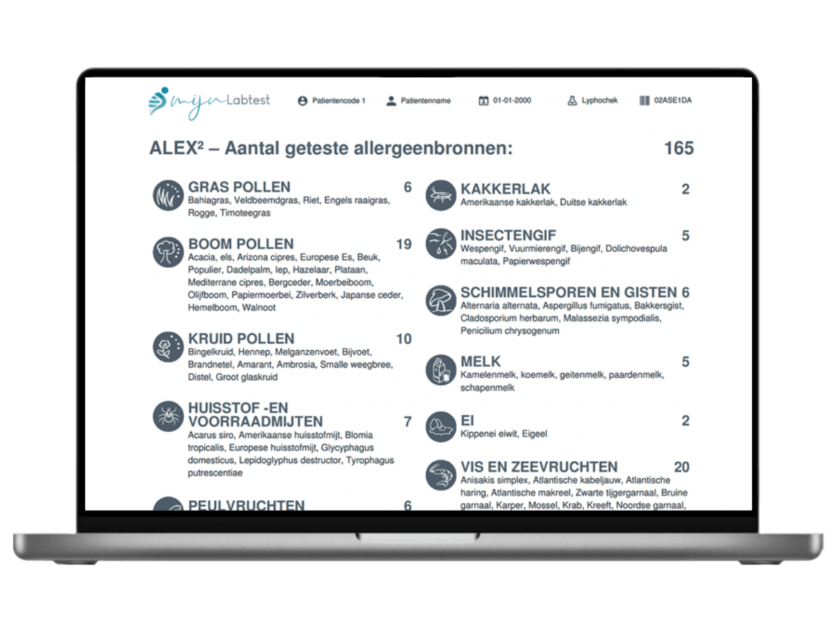 de uitslag van een onderzoek allergieën 