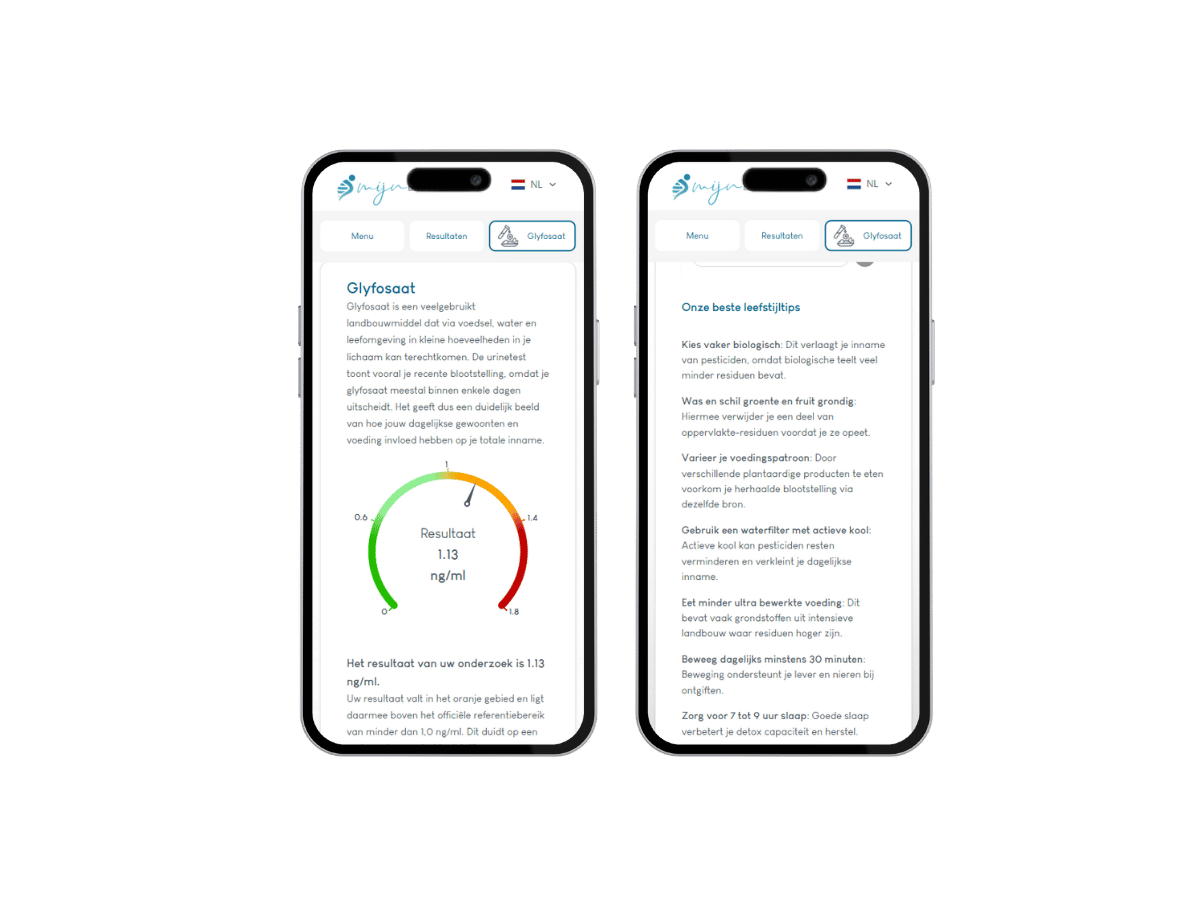 De uitslag van een glyfosaat test GSM.