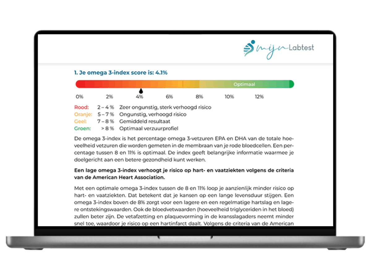 Bekijk wat je kunt verwachten van het resultaat van je omega 3 bloedtest. 