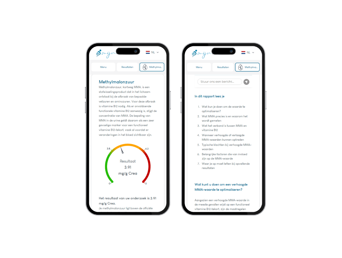 Zo ziet jouw Methylmalonzuur test er uit op mobiel. Zo ziet jouw Methylmalonzuur test er uit op mobiel.