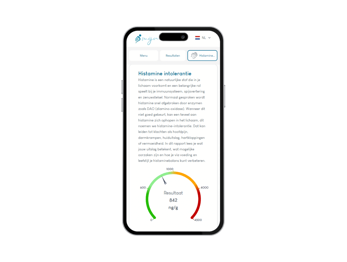 Telefoon resultaat Histamine intolerantie test Telefoon resultaat Histamine intolerantie test
